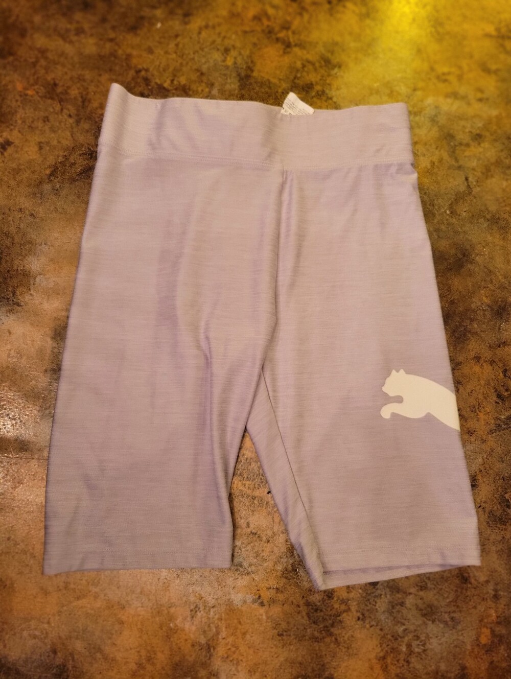 Puma Girls' Lavender Bike Shorts with White Puma Logo Size XL 14/16 - EUC